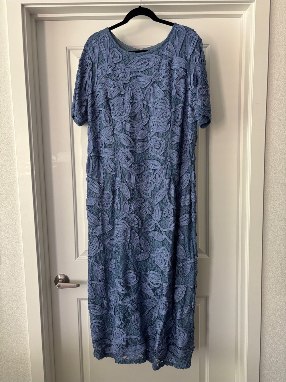 JS Collections Dusty Blue Lace Midi Dress